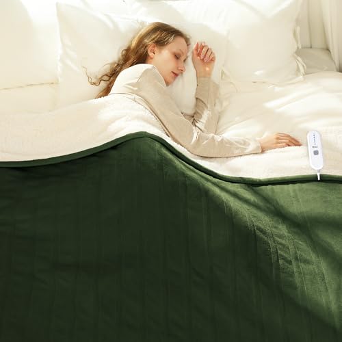Electric Heated Blanket Twin Green, 10Hrs Auto-Off, ETL Certified - color: 05 - Green, size: Twin - 62" x 84"
