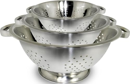 ExcelSteel Colander Set Stainless Steel | Nesting Design | Mirror Polished | Oversized Handles | 1-4 Quart, Set of 3 - size: 1 QT/2.5 QT/4 QT