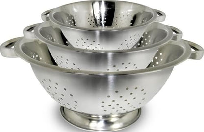 ExcelSteel Colander Set Stainless Steel | Nesting Design | Mirror Polished | Oversized Handles | 1-4 Quart, Set of 3 - size: 1 QT/2.5 QT/4 QT