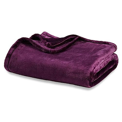 Berkshire Blanket Classic VelvetLoft® Solid Bed Blanket,Twin Size Bed Blanket,Lightweight Soft Fuzzy Plush Blanket for Bed and Couch,Eggplant Purple,60x92 Inches - color: Eggplant, size: Twin/Twin XL