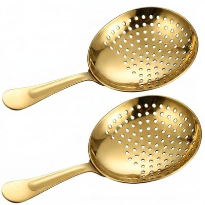 Boao 2 Pack Julep Strainers Stainless Steel Strainer Cocktail Spoon, Gold - color: Gold