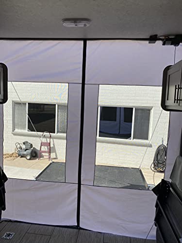 Dune Sport Toy Hauler Ramp Door Screen Wall, White Canvas w/Black Screen