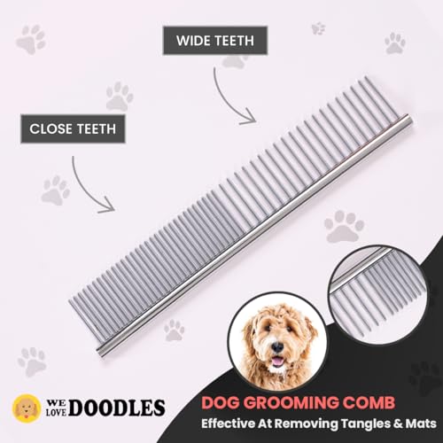 Dog Grooming Scissors Kit with Rounded Blunt Tips, Straight, Curved & Thinning Shears, Tools for Goldendoodles, Poodles & Doodles, Professional Grade Stainless Steel, 4 Pc Set [We Love Doodles] - size: Small