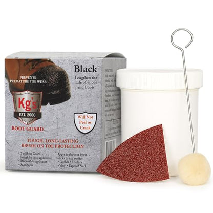Kg's Boot Guard Brush On Toe Protection – Brush On Liquid for Tough, Long-Lasting Safety Protection on Boots - color: Black, style: 2 Ounces