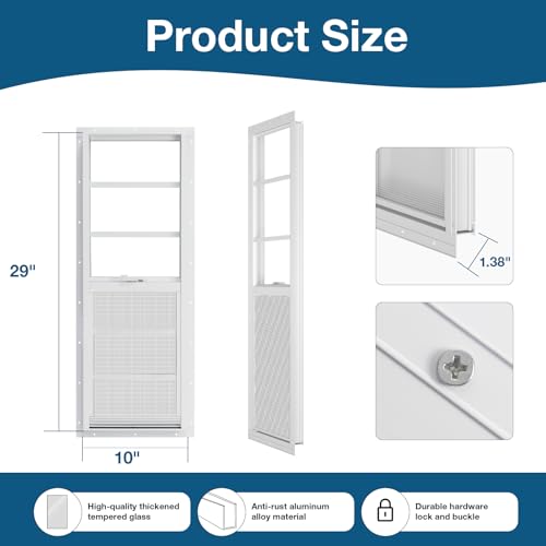 Yuzzy Shed Windows 2 Pack, 10"x29" Sliding Windows Transom Window with Tempered Glass and Removable Fiberglass Screen for Shed, Chicken Coop, Playhouse, Household, Garage, Barns (White) - color: White, size: 10"x29"