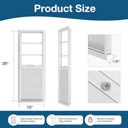 Yuzzy Shed Windows 2 Pack, 10"x29" Sliding Windows Transom Window with Tempered Glass and Removable Fiberglass Screen for Shed, Chicken Coop, Playhouse, Household, Garage, Barns (White) - color: White, size: 10"x29"