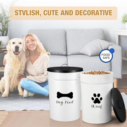 DoubleFill Extra Large 30 lb Metal Dog Food Storage Containers, White - color: White, size: Extra Large 30 lb