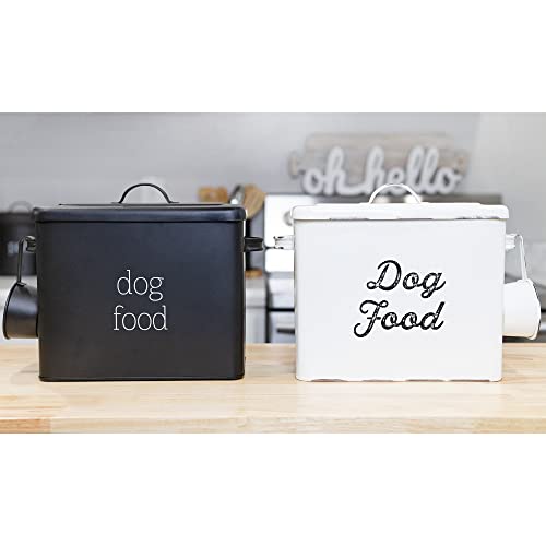 AuldHome Design Retro Dog Food Canister (Black); Modern Farmhouse Style Storage Bin for Pet Food