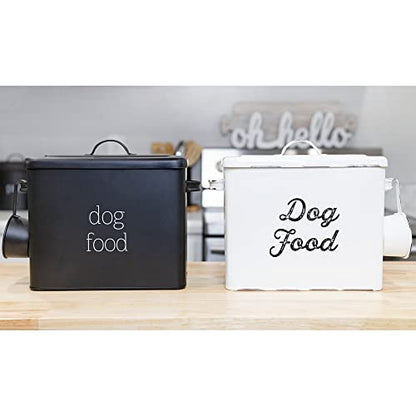 AuldHome Design Retro Dog Food Canister (Black); Modern Farmhouse Style Storage Bin for Pet Food