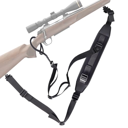 Adjustable Hands-Free Rifle Sling with Quick Release – Durable High-Density Nylon, Comfortable Shoulder Pad, Multiple Mounting Options, Ideal for Outdoors - color: Full Black