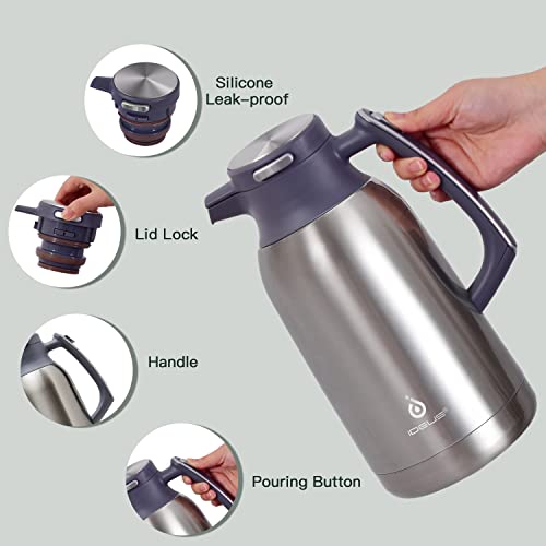 IDEUS Thermal Coffee Carafe 68oz, Beverage Dispenser Metallic - color: Metallic, size: 68 Ounces