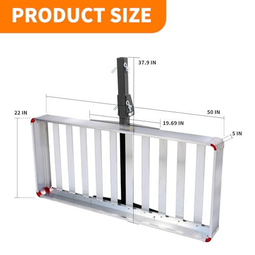 MaxxHaul 50149 500-lb Capacity 50 inch x 22 inch Hitch Mount Premium Folding Aluminum Cargo Carrier Rack Basket with High Side Rails and Reflector Lens for Added Safety - style: 50149- Folding ALuminum Cargo Carrier