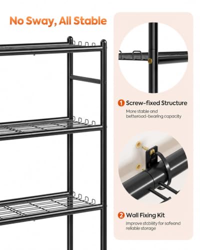 APEXCHASER Metal Storage Shelves 4-Tier, Wire Shelving Unit for Kitchen | Sturdy Metal Wire Frame with Side Hooks, Open Wire Design for Pantry Garage - size: 4-Tier