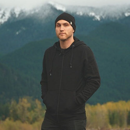 Merino Wool Hoodie - Expedition Heavyweight - Fleece Brushed Sweatshirt - color: Black, size: Medium