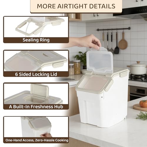 Saim 2 Pack 25lb Flour & Rice Storage Container Bin,Rice Dispenser (Grey) - color: 2Pack 25lb Grey