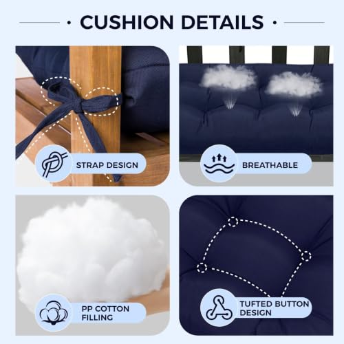 Outdoor Swing Bench Cushion Floral Replacement Cushions for Patio - color: White Green