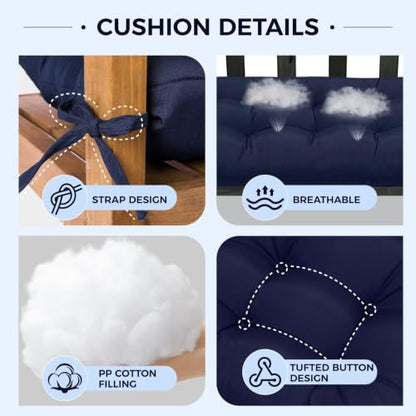 Patio Bench Seat Cushion Waterproof Swing Loveseat Cushion - color: Navy Blue