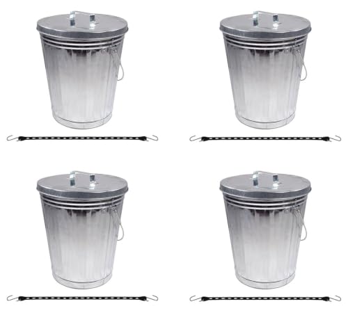 Mytee Products 4 Pack Galvanized Trash Can with Lid Ideal for Trailers - 10 Gallon Steel Mounted Small Outdoor Garbage Can for Home, Office, Bathroom, Kitchen - Fire and Heat Resistant - color: 4 - Pack, size: 10 Gallon