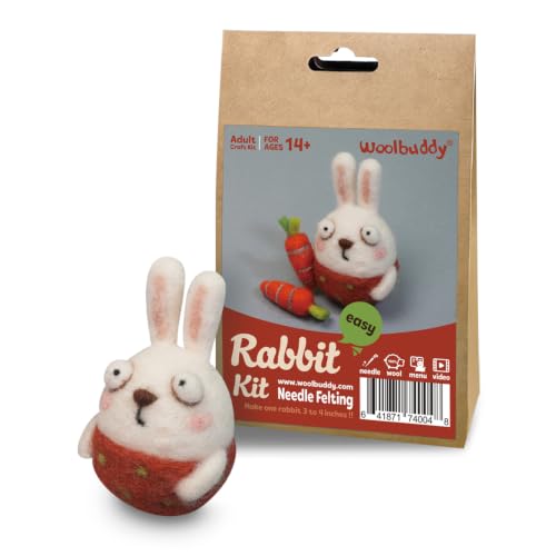 Woolbuddy Needle Felting Starter Kit (Rabbit) for Adults with Tool & Guide - color: Rabbit