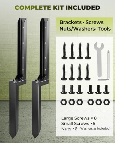 SakerNeo 32" Heavy Duty Steel Fence Post Repair Kit for Leaning Broken Post - style: 2 pcs
