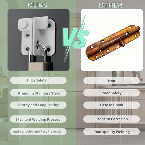 Mooche 2Pack Flip Latch Gate Latch with Padlock Hole, White 1.8"*1.6" - color: White, size: 2 pack-Stainless Steel Small Size