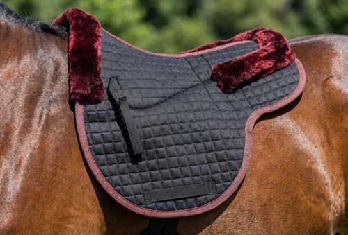 St. Charles Horse Quilted English Saddle PAD Trail Contour Fleece Lined Black Brown 72108