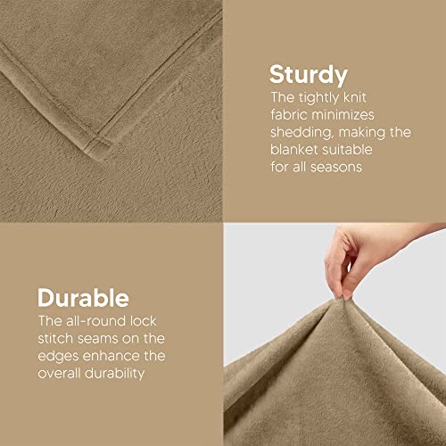 Utopia Bedding Ultra Soft Fleece Bed Blanket Throw Size Camel (50x60 Inch) - color: Camel, size: Throw (50x60 Inch)