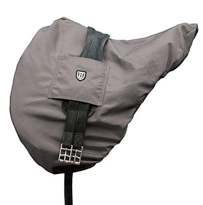 Harrison Howard Premium English Saddle Cover, Waterproof & Breathable Fleece-Lined Protective Saddle Cover - color: Charcoal Grey, size: GP/CC-One Size