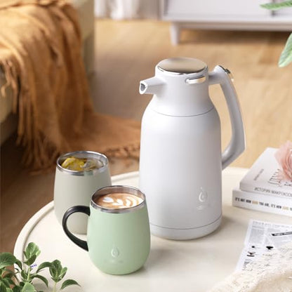 IDEUS Thermal Coffee Carafe 68oz, Beverage Dispenser White - color: White, size: 68 Ounces