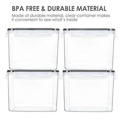 Vtopmart 3.6L Food Storage Containers, 4 PCS, Black | Airtight Seal, BPA Free, Food Grade Material, Dishwasher Safe (Not Lids), 4 Measuring Cups, 24 Labels - color: Black, size: 3.6L