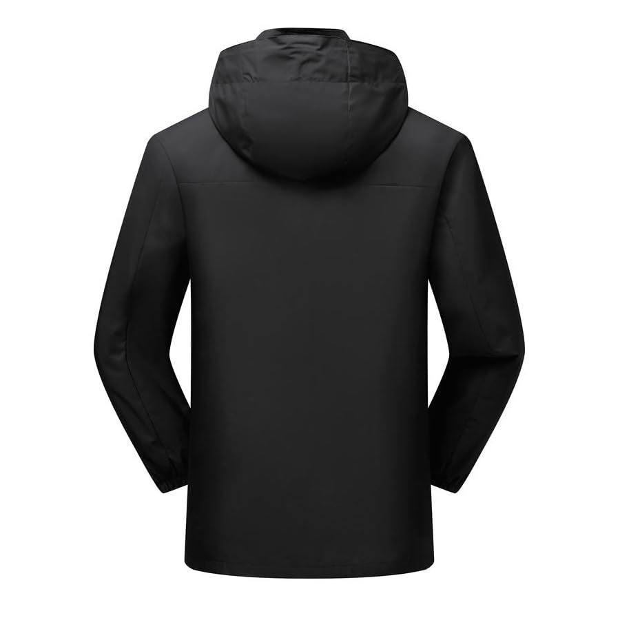 Men's Waterproof Shell Jacket, Lightweight Windbreaker Raincoat, Outdoor Trench Coat - color: Black, size: Medium