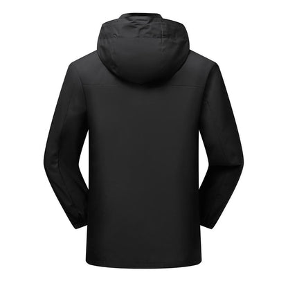Men's Waterproof Shell Jacket, Lightweight Windbreaker Raincoat, Outdoor Trench Coat - color: Black, size: Large