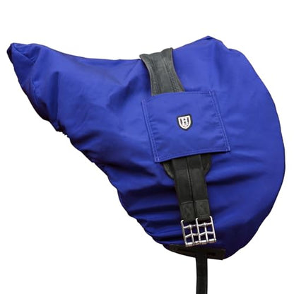 Harrison Howard Premium English Saddle Cover, Waterproof & Breathable Fleece-Lined Protective Saddle Cover - color: Champion Blue, size: Dressage-One Size