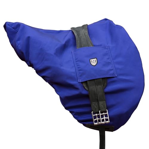 Harrison Howard Premium English Saddle Cover, Waterproof & Breathable Fleece-Lined Protective Saddle Cover - color: Champion Blue, size: Dressage-One Size