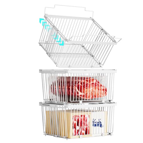 Large Freezer Organizer Bins for 5 to 9 Cu.Ft,3Pack , Leak-Proof Bottom