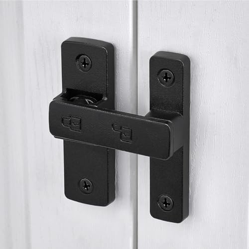 Matte Black 180 Degree Zinc Alloy Barn Door Latch, Flip Gate Lock - color: Matte Black_180 Degree