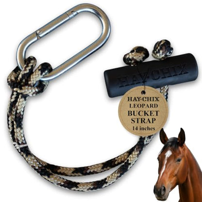 hay chix 14-Inch Horse Bucket Strap | Adjustable Stall Hanger, Leopard - color: Leopard