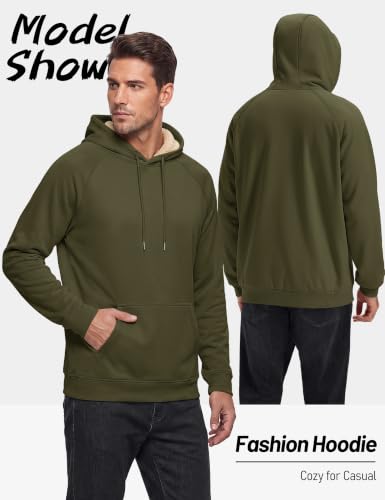 TACVASEN Men's Sherpa Hoodies Midweight Fleece Winter Thermal Sweatshirts - color: 04 Army Green, size: Medium