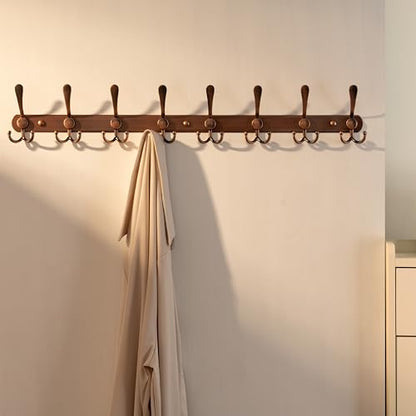 Dseap Coat Rack Wall Mount - 29.5” Long 8-Tri-Hooks Heavy Duty Coat Hanger Rail Wall Hooks for Hanging Coats Hats Clothing Clothes Purse Mudroom Entryway, Pack of 2 - color: Antique Copper, size: L=29.5” (2 Pcs)