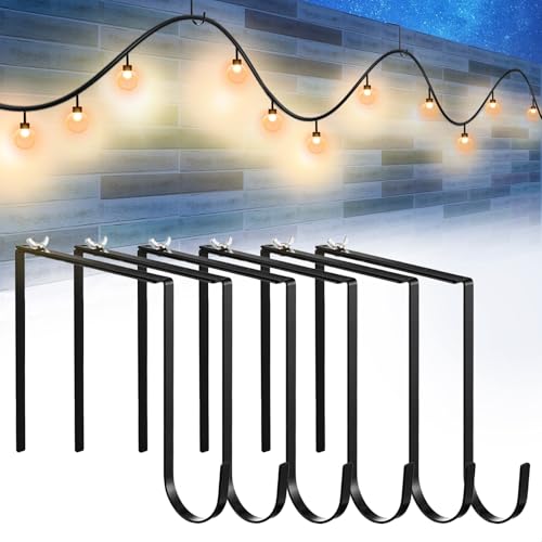 Adjustable Outdoor Light String Hooks for 3.6-6 inch Concrete Cinder Block Wall and Fences,6 Pcs Metal No Drill String Light Hangers,Outside Hanging Rope Lights Cable Cord Holders Organizer (3.6-6 in) - size: 3.6-6 in