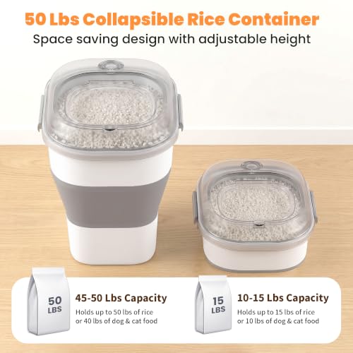 50 Lbs Rice Storage Container, Collapsible Pet Food Container - color: 50lbs