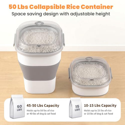 50 Lbs Rice Storage Container, Collapsible Pet Food Container - color: 50lbs