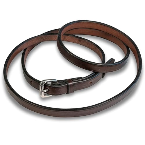 Nunn Finer - Leather Neck Grab Strap, Equestrian Accessory, Neck Strap for Horses - color: Havanna Stainless Steel
