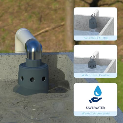 1" Float Valve for Water Tank, Automatic Water Level Control Valve, High Flow Fill Valve for Stock Tank, Livestock Water Trough, Pond & Pool, Nylon Resin, Auto Shut-Off