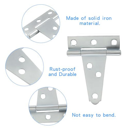 Murtenze 6Pack 2 Inch Silver T-Strap Shed Hinge - color: Silver, size: 2 Inch - 6Pack