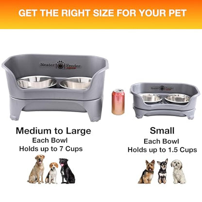 Neater Feeder Express Mess Proof Dog Bowls Elevated for Small Breeds Under 15 Lb, Made in USA, No Spill Raised Dog Food Bowl Stand, Stainless Steel Food and Water Bowl Set, Feeding Station, Grey - color: Gunmetal Grey, size: Small w/ Standard Bowls