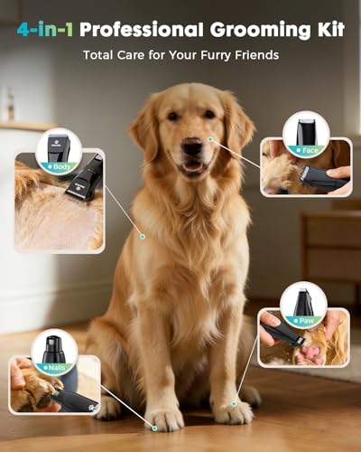 Dog Grooming Kit Quiet Clippers with Paw Trimmer for Dogs Cats