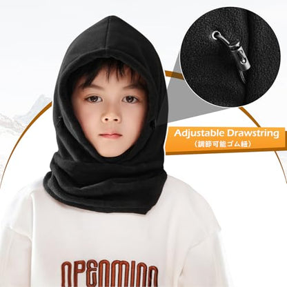 TRIWONDER Kids Winter Hats Balaclava Ski Mask for Boys Girls Toddlers Windproof Adjustable Cold Weather Face Mask Neck Warmer - color: Black
