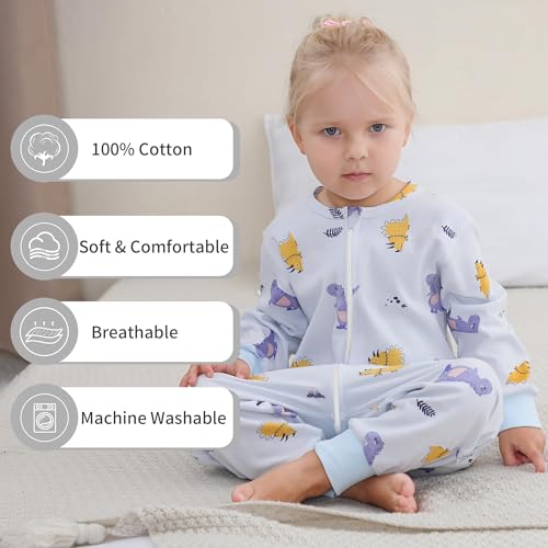 HAHASHOW Baby Cotton Long Sleeve Sleeping Bag Animal Triple Zipper Boys Girls Wearable Blanket With Legs for 6 Months-6T - color: Blue