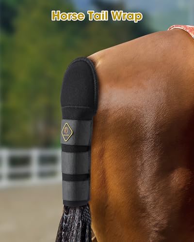 Kavallerie Horse Tail Wrap Protector, Quality Neoprene with 3 Adjustable Touch Fasteners, Non-Slip for Trailers Stalls Pastures, Black
